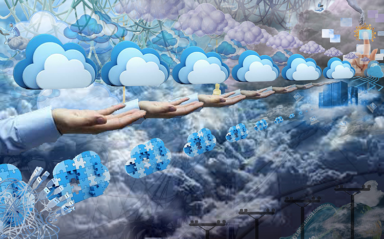 The Cloud', digital collage using found images marketing cloud computing, 2014, © Gretta Louw